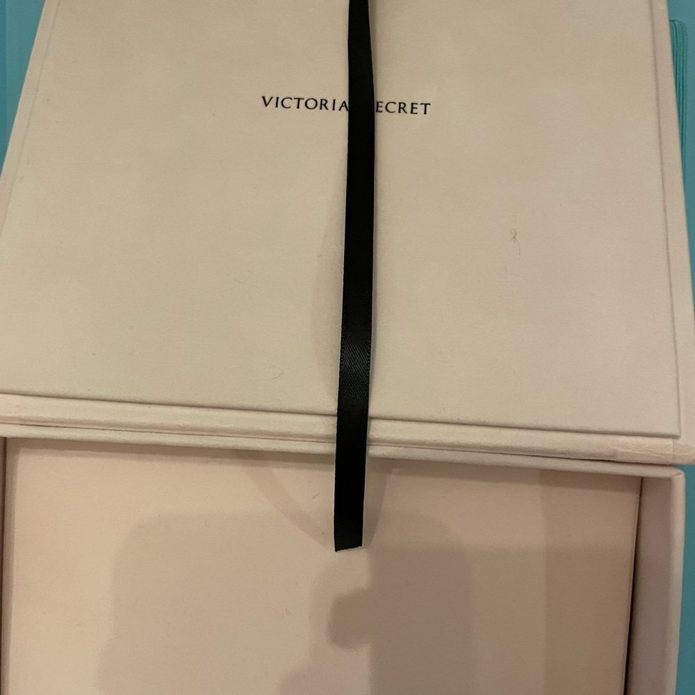 Victoria's Secret Blush Pink Gift Box with Black Ribbon Accent